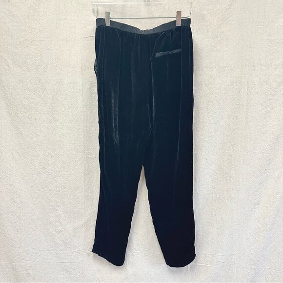 Eileen Fisher Black Crushed Velvet Tapered Ankle Pants Size Small Rayon/Silk - Picture 8 of 14